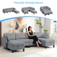 thumbnail image 4 of Puremind 6 Piece Modular Sectional Sofa with Movable Ottoman, U/L Shaped Sectional Couch with Storage, Convertible Sleeper Sofa for Living Room/Apartment, Light Gray, 4 of 6