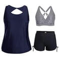 thumbnail image 2 of ShomPort Womens Swim Set 3 Piece Tankini Top and Swim Bra with Side Drawstring Boy Shorts Swimsuits, 2 of 6