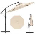 thumbnail image 1 of Gymax 10Ft Offset Hanging Umbrella Patio Outdoor w/ 32 Solar LED Lights Beige, 1 of 10