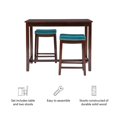 thumbnail image 3 of Linon Claridge Wood 3 Piece Counter Dining Set Blue Faux Leather in Brown Stain, 3 of 10