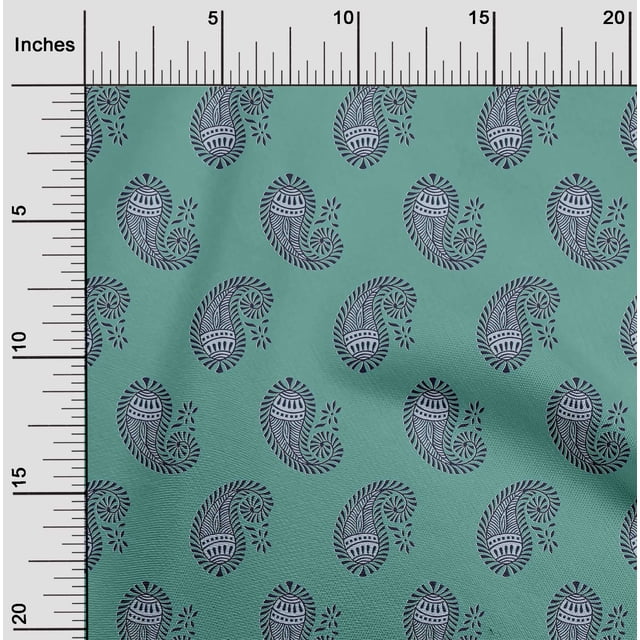 oneOone Tissu Polyester Lycra à Imprimé Cachemire en Blocs Tissu de Couture BTY 56 Pouces de Large