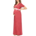 thumbnail image 3 of QJUHUNG [Arrivée Rapide] Superbe Robe Maxi de Maternité à Fleurs - Robes pour Femmes Enceintes avec Encolure en V Froncée, Ceinture Enveloppante et Design Prêt pour Séance Photo - Parfait pour Baby Shower et Prénat, 3 of 7