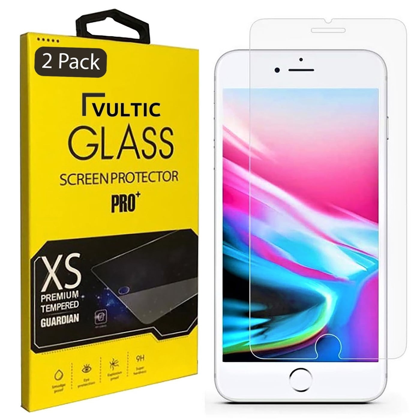 Vultic [2 Pack] Screen Protector for iPhone 8 / 7 / 6S / 6 / SE 2020 / SE 2022 (4.7 inch) [Case Friendly], Tempered Glass Film Cover