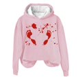 thumbnail image 4 of WEAIXIMIUNG Sweat à Rayures pour Femmes Automne et Hiver 2025 Tendance avec Capuche et Imprimé Lettre, 4 of 4
