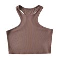 thumbnail image 1 of AherBiu Workout Tops for Women Racerback Sleeveless Cropped Ribbed Tank Top Crewneck Slim Yoga Cami Shirt, 1 of 3