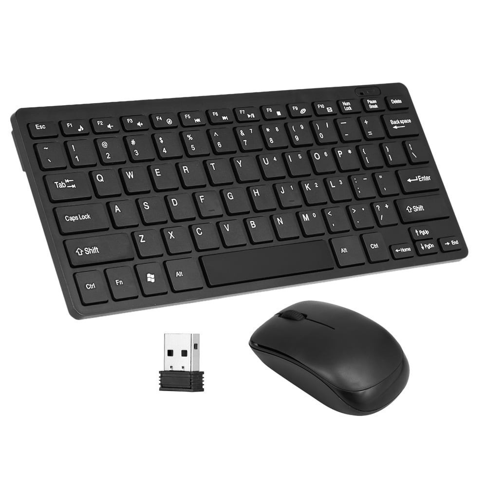 Combo Clavier et Souris Sans Fil 2,4 GHz Ultra Mince Récepteur USB Adaptateur Couverture de Protection pour Ordinateur de Bureau Portable Android