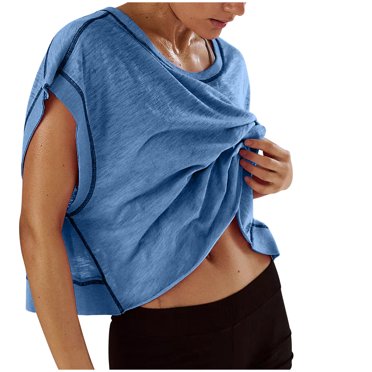 Kaemgyyd Workout Tops for Women Trendy Open Back Oversized T Shirts Backless Short Sleeve Athletic Running Gym Yoga Tee