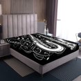 thumbnail image 4 of Music Full Sheets Retro Saxophone Instrument Bed Sheets Set,Adults Woman Men Music Notes Sheet Set for Kids Boys Girls Jazz Saxophone Musical Flat Fitted Sheet,Black, 4 of 7