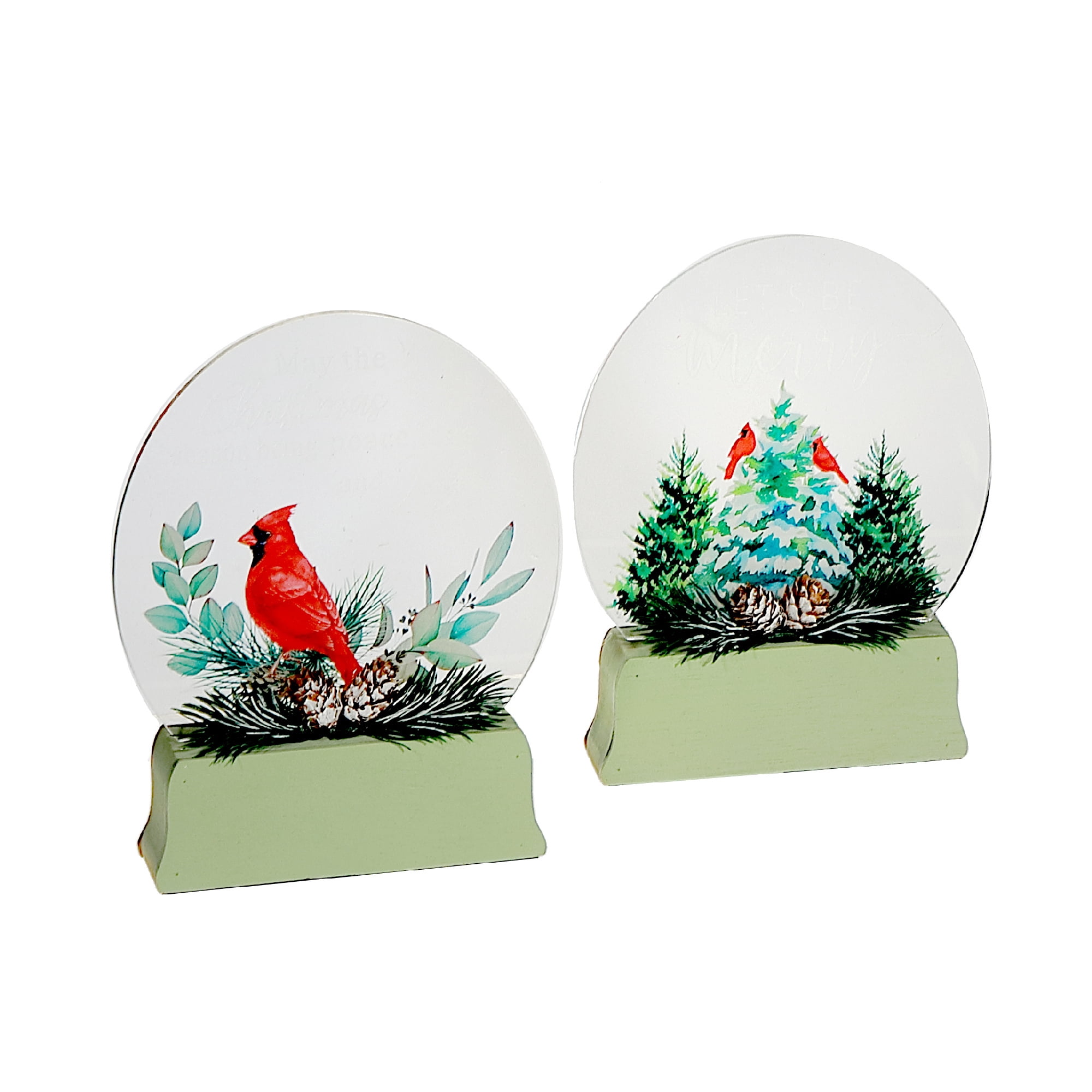 Led Wooden Stand Décor (Cardinal) (Asstd) - Set of 2
