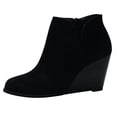 thumbnail image 2 of Mikilon Bottines Courtes pour Femmes en Suède à Talons Compensés avec Fermeture Éclair, Couleur Unie, Bout Rond, 2 of 8