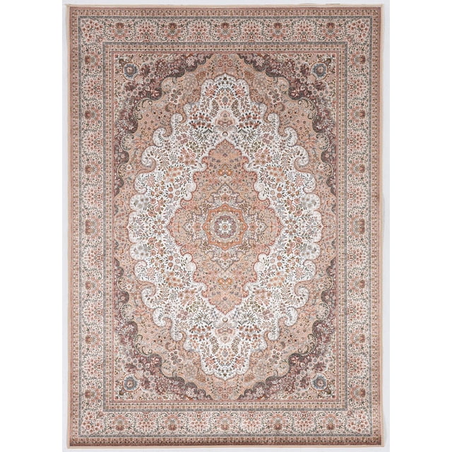 Emerald Aerin Black & Ivory 2'2" x 3'2" accent rug with a traditional floral medallion pattern in ivory, black, and jewel tones. Low pile polyester with serged edges and felt backing with rubber grips, ideal for entryways, bathrooms, and small spaces.