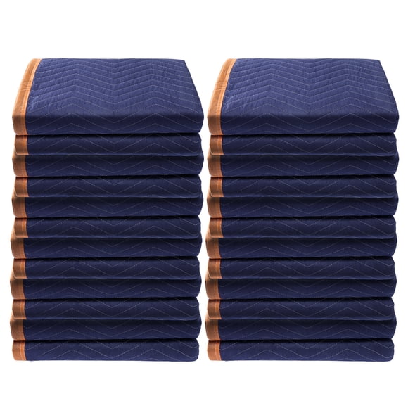 KFFKFF Transporting Covers, Dimensions 80" x 72", Weight 35 lbs/dz, Set of 12, Expertly Crafted from Non-Woven Material & Repurposed Cotton, Robust Pads for Movers, Blue/Orange
