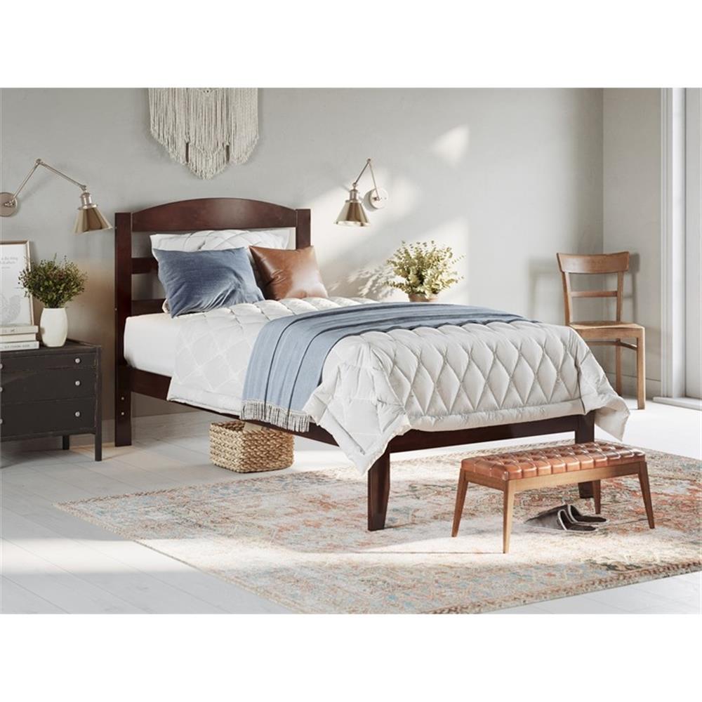 AFI Lit Traditionnel Jumeau Extra Long en Bois Massif Noyer