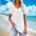 thumbnail image 2 of Timegard Womens Summer Tops Ruched Drop Shoulder V Neck Short Sleeve Casual Loose Comfy Blouse Tops, 2 of 6