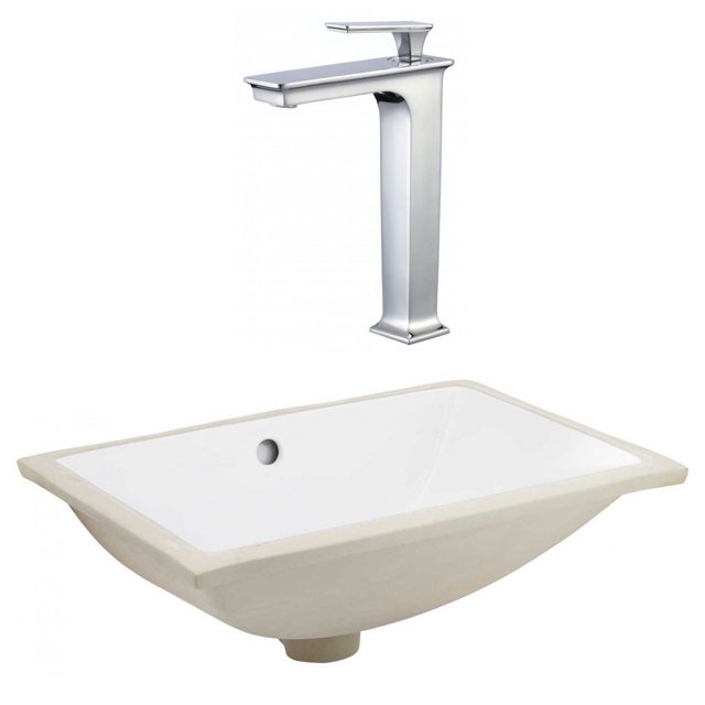 20.75-in. W CSA Rectangle Bathroom Undermount Sink Set In White - Chrome Hardware AI-23110