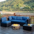 thumbnail image 1 of Costway 5PCS Patio Rattan Furniture Set Cushioned Sofa Chair Coffee Table Navy, 1 of 10