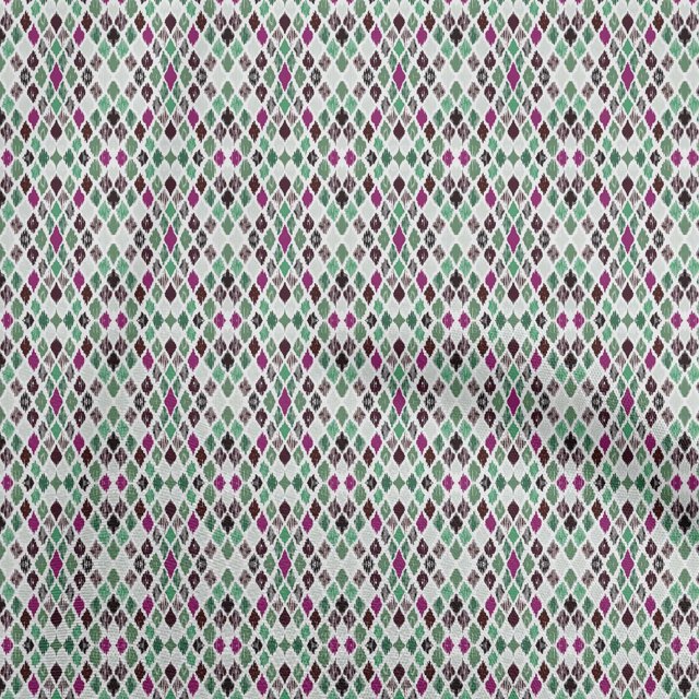oneOone Rayon Green Fabric Asian Ikat Sewing Material Print Fabric By The Yard 56 Inch Wide