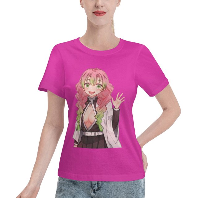 T-Shirt Basique à Manches Courtes pour Femmes Demon Slayer Blade Temple Ganlu Mili