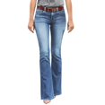 thumbnail image 2 of Bmisegm Jeans à Taille Mi-Haute Micro Évasés pour Femmes, Bleu Pâle, Taille P, 2 of 8
