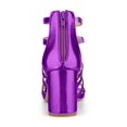 thumbnail image 2 of BLISSFUL STEP Women's Shoes Strappy Roman Block Heel Sandals Purple 6, 2 of 7