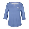 thumbnail image 4 of QIPOPIQ Hauts Grande Taille pour Femmes Été T-Shirts à Col en V T-Shirts à Blocs de Couleur T-Shirts Raglan Liquidation, 4 of 5