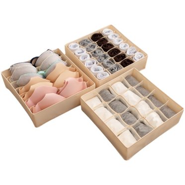 Elegant Gray Drawer Organizer For Multi-Use Storage, Non-Woven Material Foldable-Design Collapsible Storage Boxes For Bedroom Closet Dresser Dividers