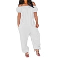thumbnail image 1 of HXWCHs Combinaisons à Jambe Droite pour Femmes Combinaison Grande Taille pour Femmes Combishort Mode à Épaules Dénudées avec Taille Haute et Pantalon Grand Extensible Confortable m Blanc, 1 of 4