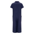 thumbnail image 3 of Womens Solid Color Casual Short Sleeved Medium Length Cotton Linen Shirt Jumpsuit, 3 of 5
