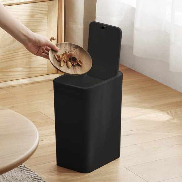 TIMIFIS Household Tools Bathroom Trash Can With Lid, Small Garbage Can With Press Lid, Plastic Wastebasket With Popup Lid For Toilet, Office, Bedroom, Living Room pring/Summer