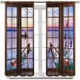 thumbnail image 2 of Flowers Floral Kitchen Curtains - Leaves Spring Botanical Small Short Tier Cafe Window Curtains for Bathroom Living RV Room Rod Pocket Window Drapes 36 Inch Length 2 Panels Set 28"x36", 2 of 6