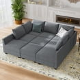 thumbnail image 3 of HONBAY Canapé Sectionnel Moderne en Lin, Assise Modulaire, Sofa-Lit pour Salon avec Rangement, Gris Bleuâtre, 3 of 6