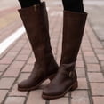 thumbnail image 2 of Bottes Hautes pour Femmes - Fermeture Éclair, Cuir Chaud, Bout Rond, Talon Confortable, Chaussures pour Femmes Modernes, 2 of 7