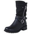 thumbnail image 2 of EGNMCR Bottes d'Hiver pour Femmes Femmes Chaussures Rétro à Semelle Plate Décontractées Grande Taille à Enfiler Chaussures à Double Fermeture Éclair, 2 of 4