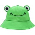 thumbnail image 1 of Cartoon Frog Bucket Sun Hat, Unisex Bucket Hat Outdoor Foldable Summer Hat, 1 of 4