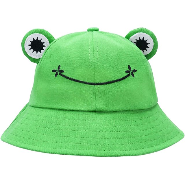 Cartoon Frog Bucket Sun Hat, Unisex Bucket Hat Outdoor Foldable Summer Hat