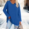 thumbnail image 2 of Breezora Tunique à Col Rond Oversize pour Femmes, Manches Longues, Chemise Rayée, Blouse Douce à Coupe Ample, Tenue Décontractée Décontractée, Confort Quotidien 2026, Taille M, Bleu, 2 of 5