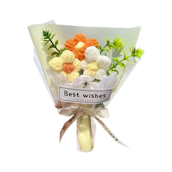 Modern Home Decor, Knitted Wool Flower Bouquet: A with Fresh Floral Charm