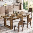 thumbnail image 5 of Tribesigns 63" Farmhouse Wooden Dining Table for 4-6 People, Rectangular Kitchen Table for Dining Room or Home Office, Brown, 5 of 5
