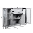 thumbnail image 2 of Costway Buffet Serveur avec 2 Tiroirs 3 Armoires Placard Gris, 2 of 2