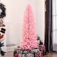 thumbnail image 2 of HOMCOM 6FT Artificial Christmas Tree Xmas Holiday Pencil Tree Home Pink, 2 of 10