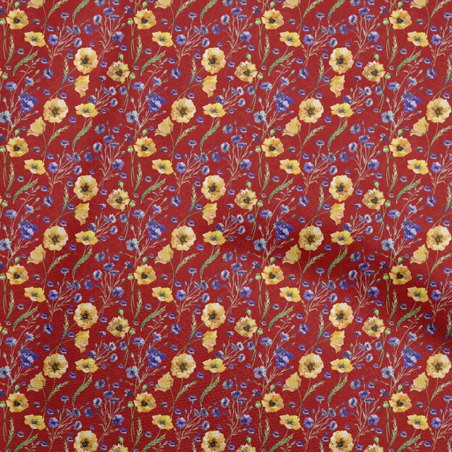 oneOone Cotton Flex Yellow Fabric Floral Craft Projects Decor Fabric Printed By The Yard 40 Inch Wide