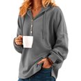 thumbnail image 1 of LUXUR Sweat à Capuche pour Femmes Pull à Manches Longues Hauts Décontractés Col en V Gris 4TG, 1 of 4