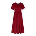 thumbnail image 3 of SuoKom Robe de Collation des Grades Robe d'Été pour Femme Décontractée à Manches Courtes Robe à Col en V Robe Décontractée Fluide à Volants Robe Maxi de Plage avec Poches Robe Maxi pour Femme en Liquidation, 3 of 5