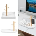 thumbnail image 1 of POINTERTECK Key Bowl for Entryway Table Jewelry Tray & Key Tray Wooden 3 Stand Hanging Organizer Wooden Valet Tray Wood Key Tray for Entryway Table for Key Jewelry Ring Round, 1 of 11