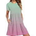thumbnail image 2 of Weiqiqre Robes de Travail pour Femmes, Robe T-Shirt d'Été Décontractée à Manches Courtes pour Femmes, Robes Mini à Étages avec Poches, 2 of 6
