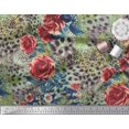 thumbnail image 3 of Soimoi Voile de Coton Rose Tissu Imprimé Peau de Léopard, Feuilles et Floral 1 Yard 56 Pouces de Large, 3 of 3