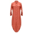 thumbnail image 4 of CEHVOM Robe d'Été pour Femme, Couleur Unie, Décontractée, à Manches Longues, Col Rabattu, Robe Maxi Décontractée de Plage, Solde, 4 of 4