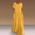 thumbnail image 2 of Fridja Robes Maxi à Manches Courtes Amples pour Femmes Grande Taille avec Poches et Imprimé à Pois, 2 of 7