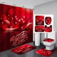 thumbnail image 1 of Valentine‘s Day 3D Digital Printing Shower Curtain 4-piece Set With Good Waterproof Effect (100% Polyester Fabric), 1 of 12