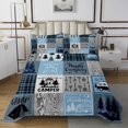 thumbnail image 1 of YST Kids Camper Coverlet Set King Happy Camping Quilt Set Rv Bunk Accessories Bedspread Set For Travel Trailers,Blue Grey Rustic Buffalo Plaid Pine Tree Bedding Set For Boys Girls, 1 of 5